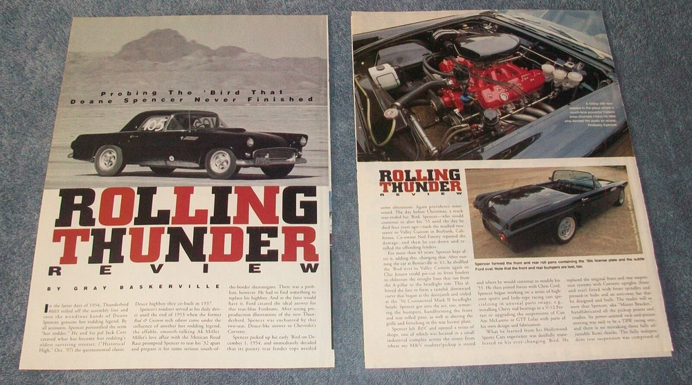 Diane Spencer's 1955 Ford Thunderbird History Info Article "Rolling Thunder..."