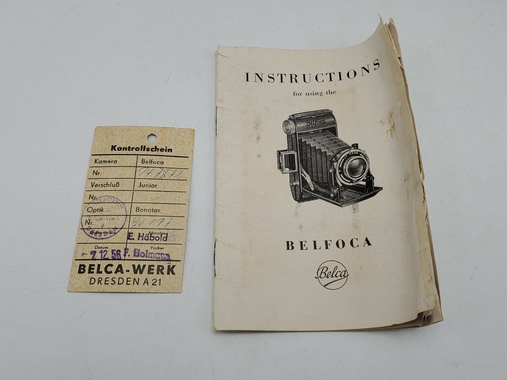 Belca Belfoca 6x9 cm Folding Camera Original Box & Instructions Only - Germany
