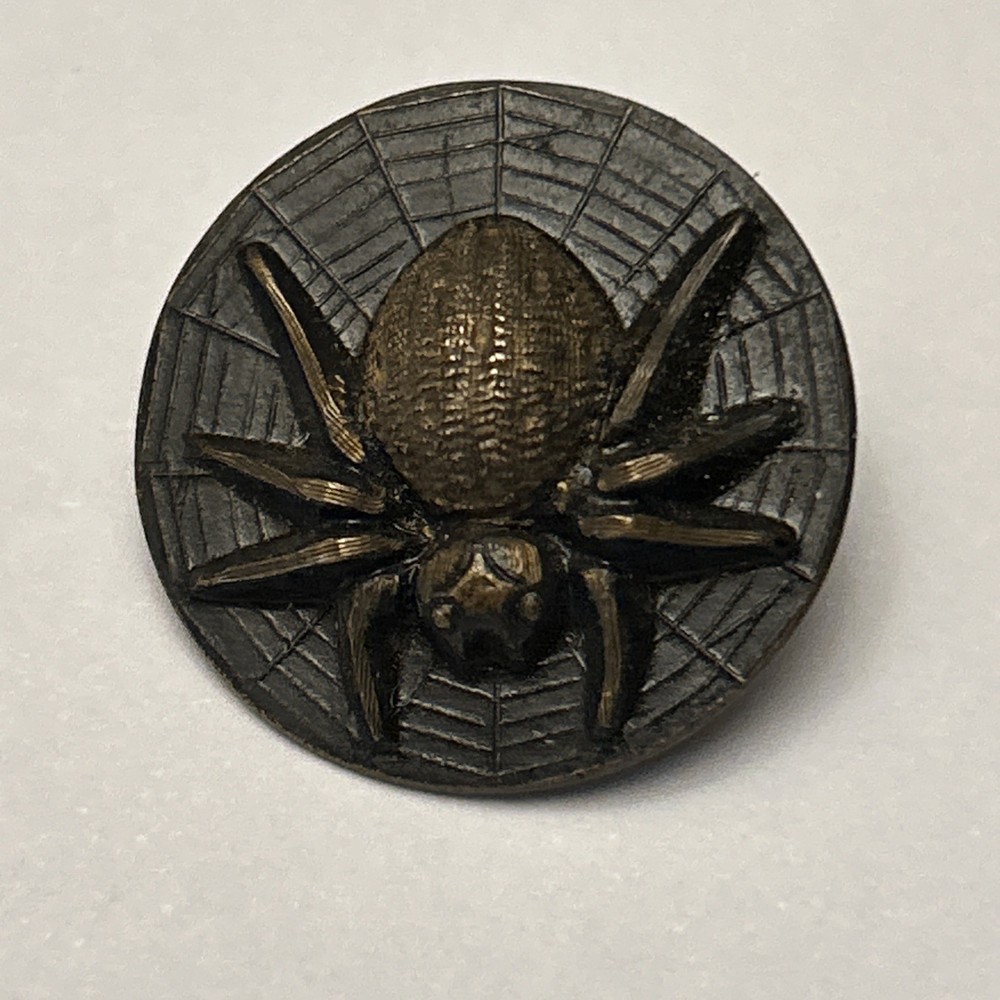 Vintage large 1920-30's brass spider on Web button