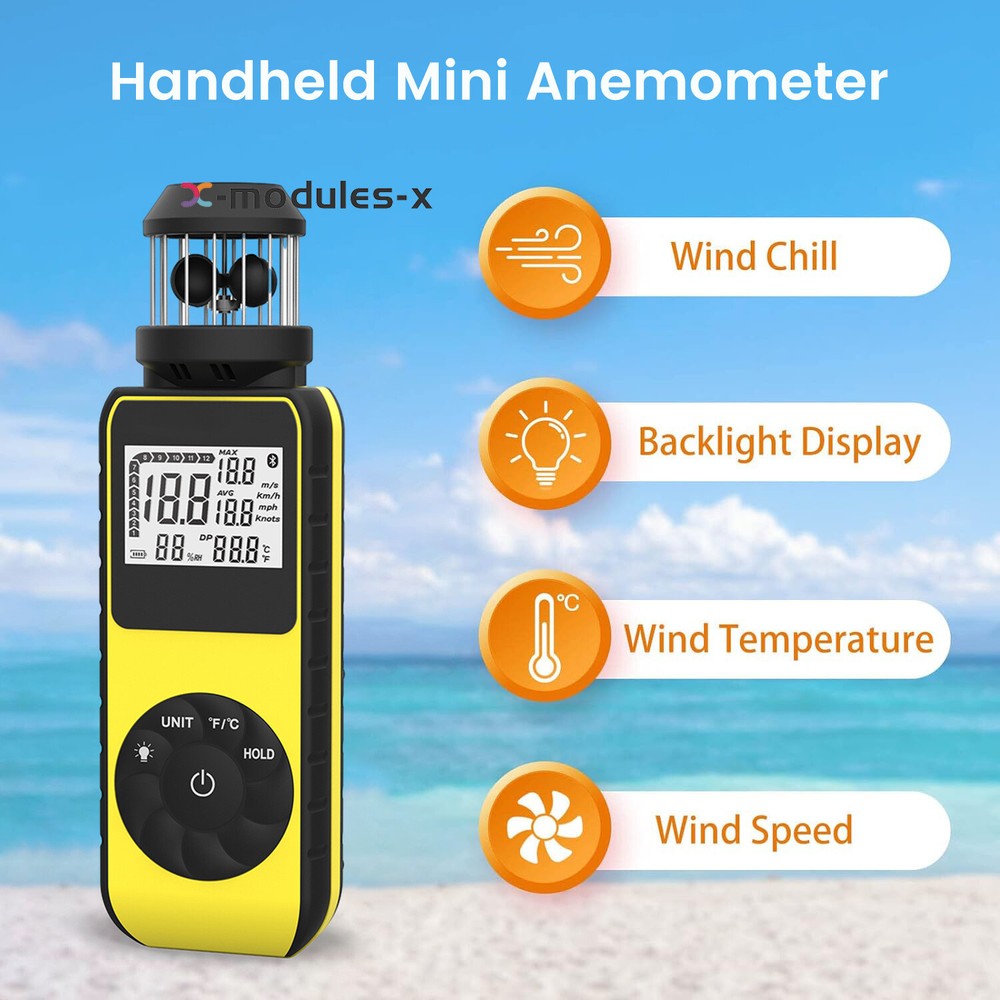Digital Cup Anemometer Compass Measure Wind Temperature 360°Rotating + Backlight