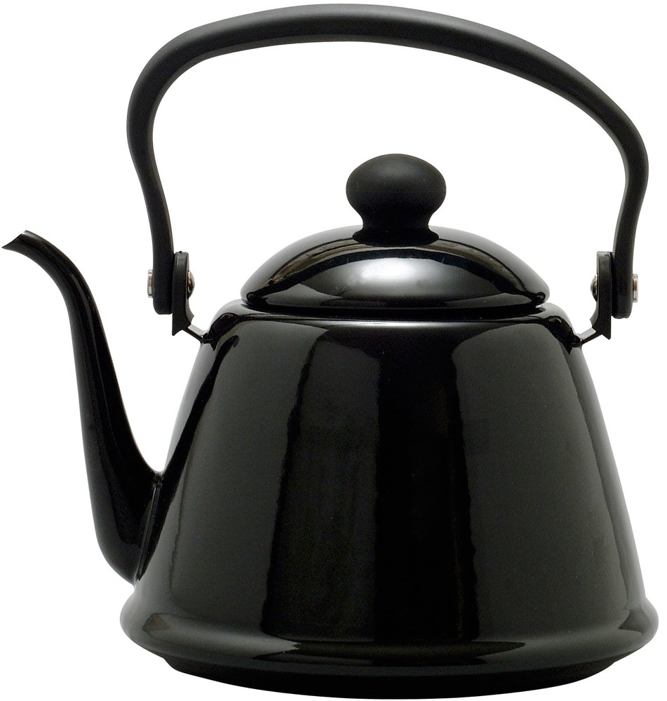 Nodahoro Drip Kettle, 2L, Enamel, Gas/IH Compatible, Narrow Mouth, Black, DK-200
