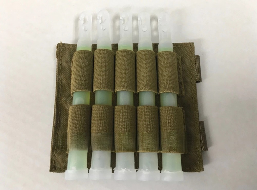 Tactical Elastic Glow Light Shotgun Shell Pouch Hook Loop plus 5 Glow Sticks