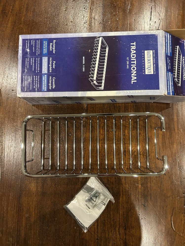 Better Living 11253 Rectangular Shower Basket 12x5x3 Chrome plated solid brass