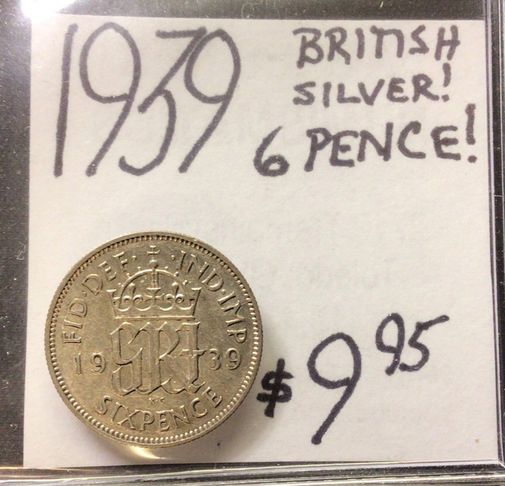 1939 British Silver! 6 Pence! ENN Coins