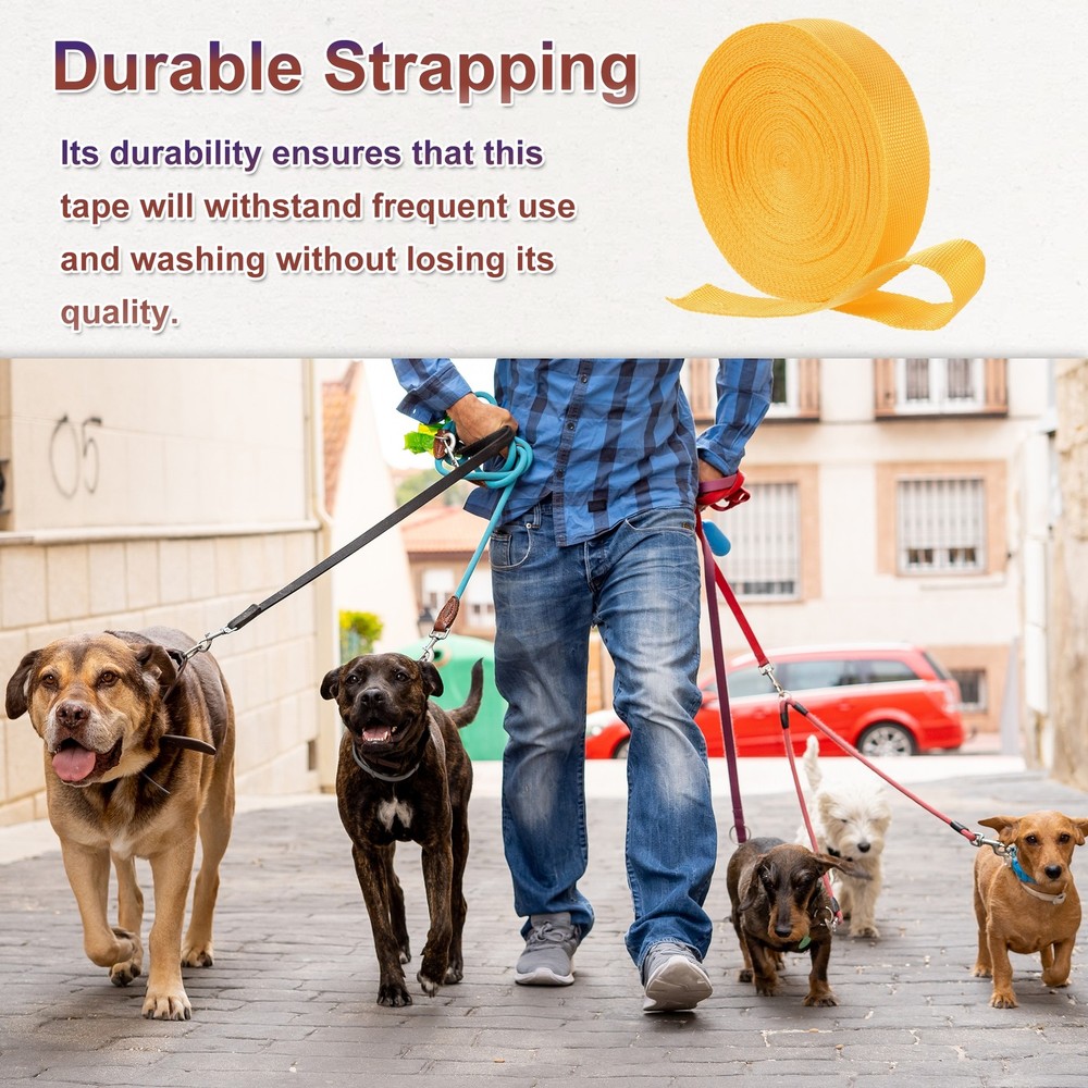 Nylon Webbing Strap, 22 Yards x 1-1/2" Polypropylene Flat Webbing Strap (Yellow)