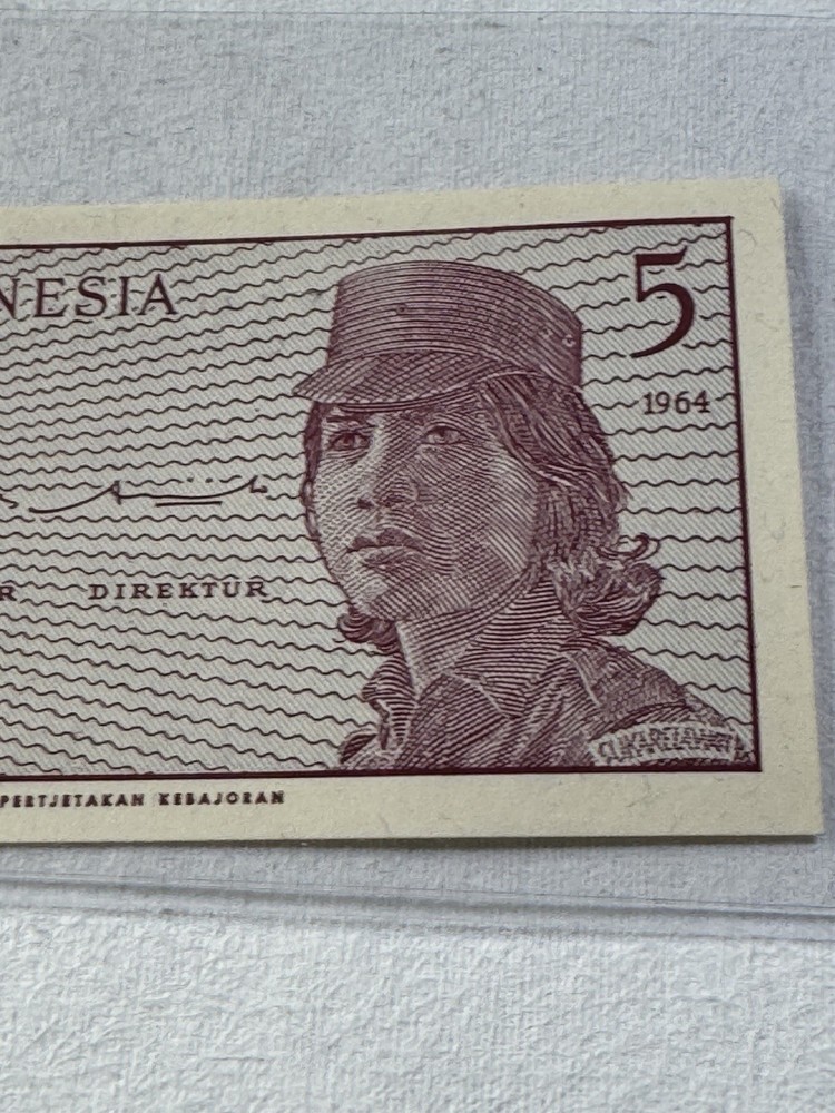 1964 Indonesia 5 Sen Replacement Banknote P# 91r