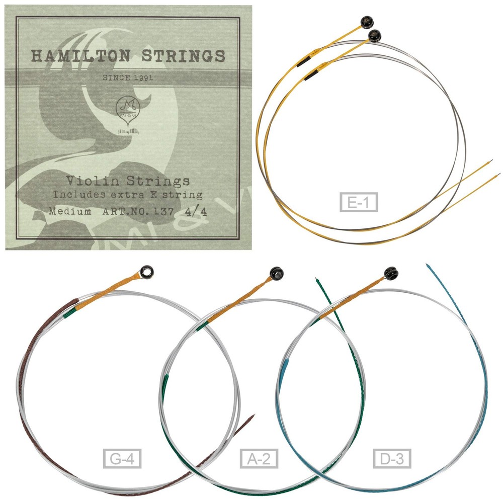 Hamilton Violin Strings 1/8 Full Set (GDAE) + Extra E - Germany Steel