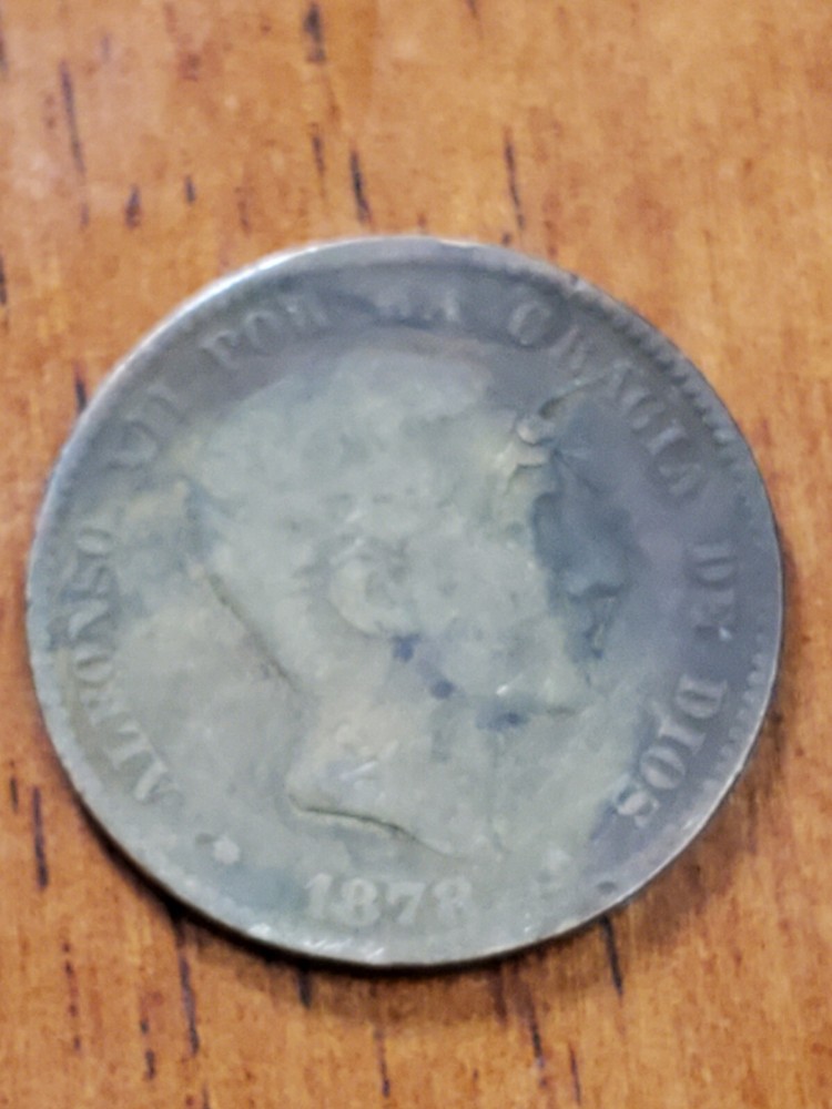 1878 DIEZ CENTIMOS SPAIN ANTIQUE COIN
