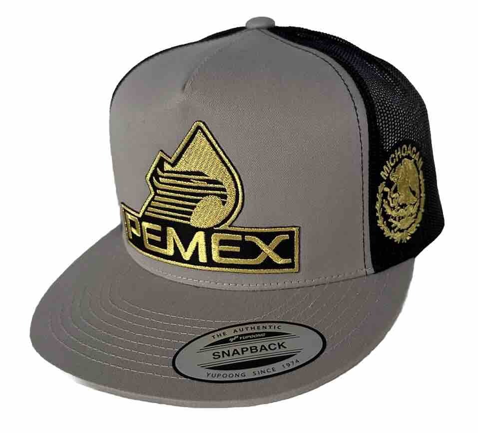 PEMEX MICHOACÁN HAT SILVER BLACK 2LOGOS  MESH TRUCKER SNAP BACK ADJUST  NEW