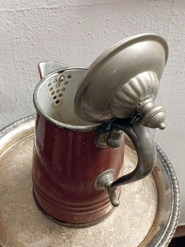 Antique Manning Bowman Enamel Coffee Pot