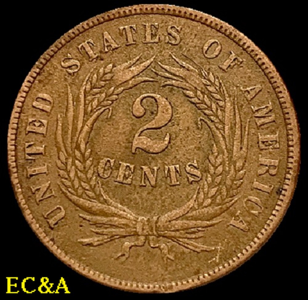 1868 TWO CENT PIECE CHOICE AU (2C066)