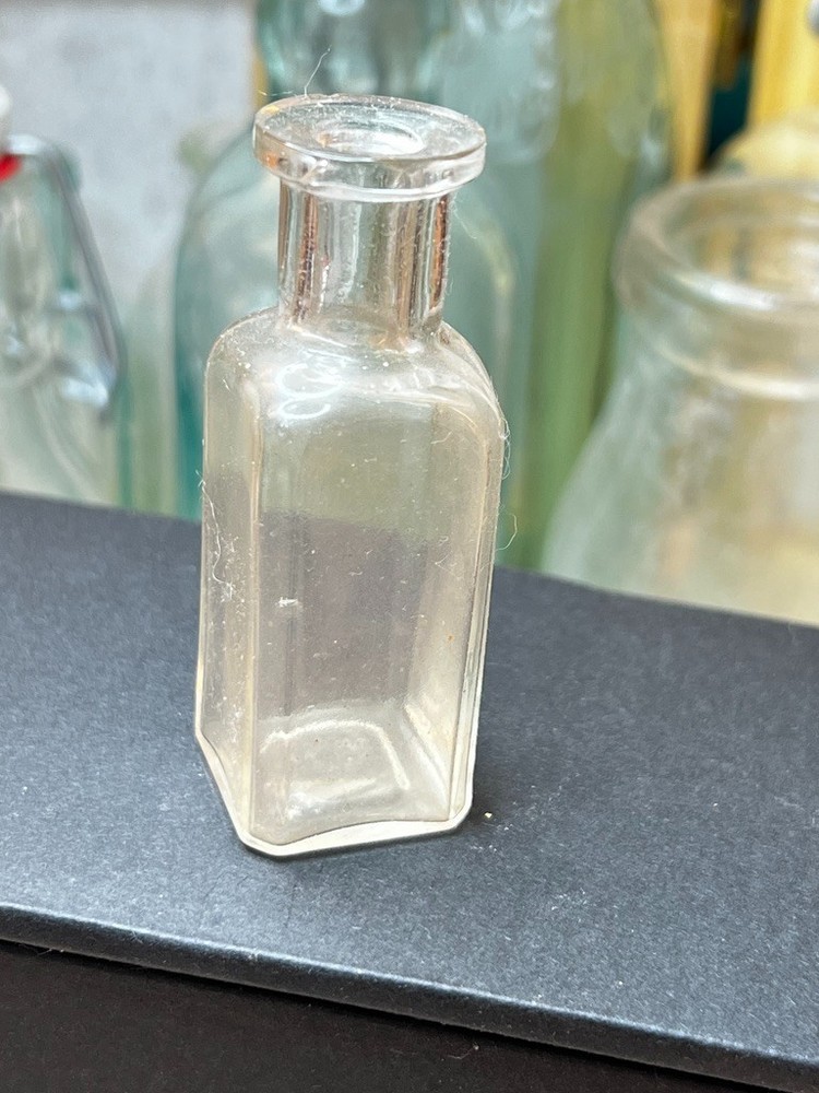 Vintage Small Clear Glass Bottle 3"H