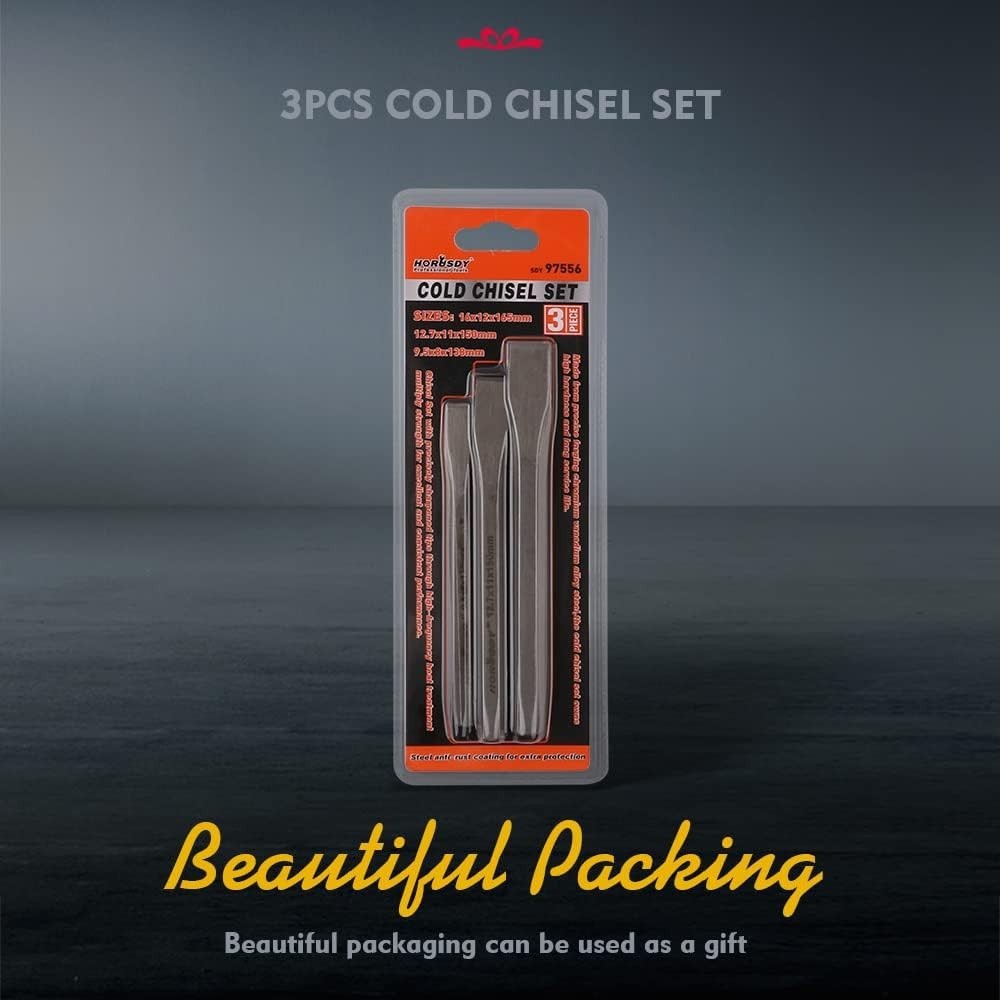 Heavy-Duty 3 Piece Cold Chisel Set - Ideal for Metalworking & Masonry Projects