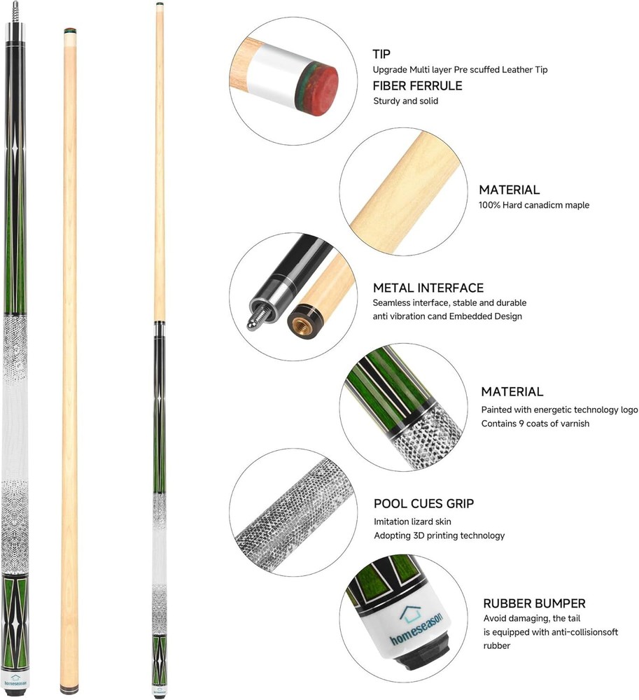 HomeSeason Pool Cue Stick 58" Billiard Cue Sticks