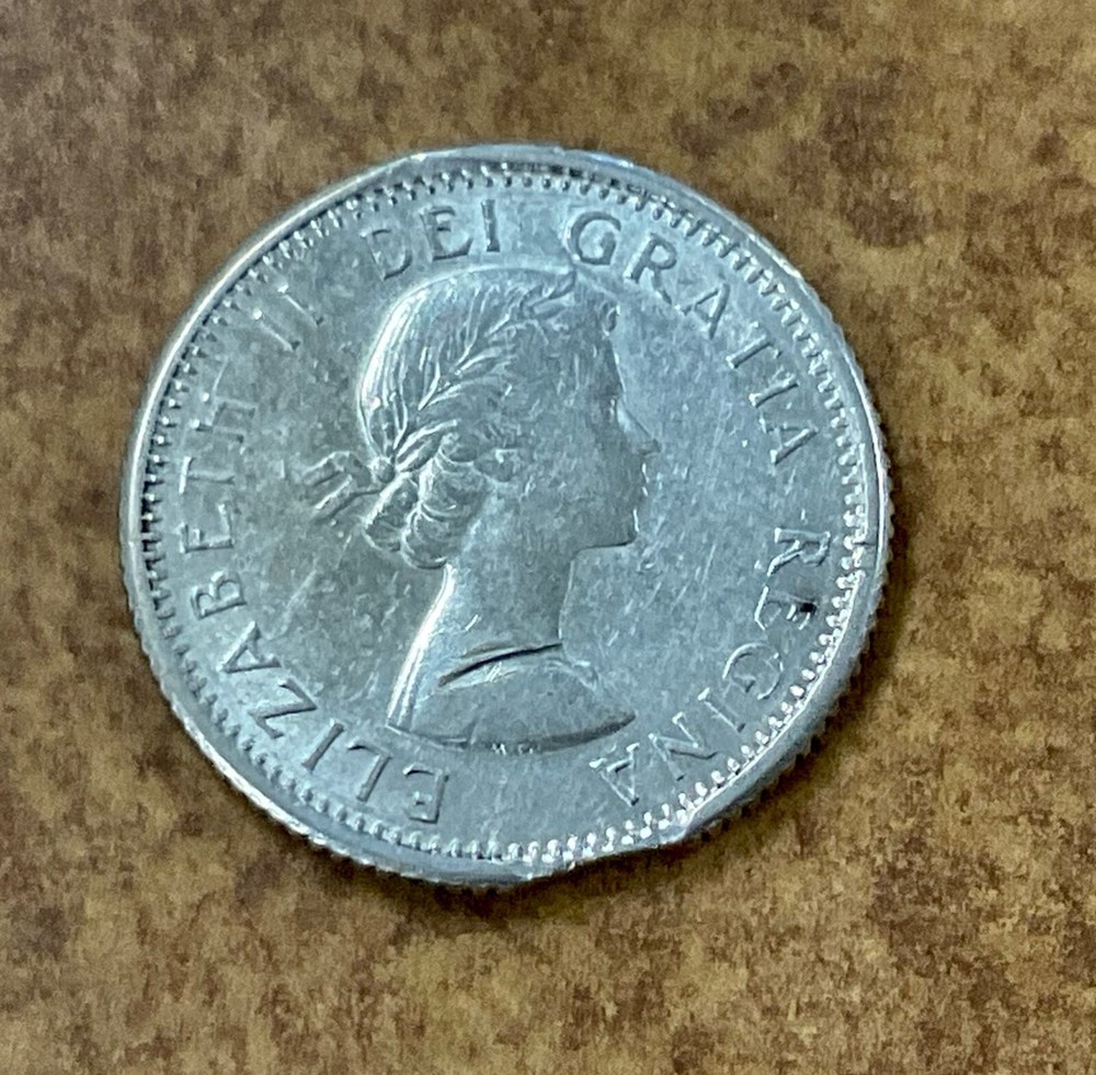 Canada 1962 silver 10c QE2 planchet error