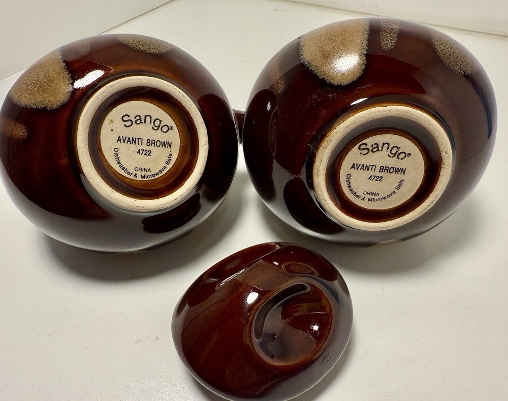 Sango Avanti Brown Cream & Sugar Set 4722