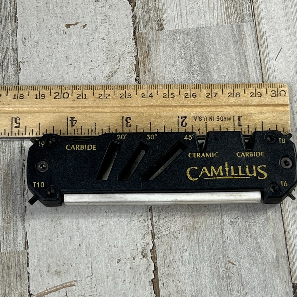 Vintage Camillus Ceramic Carbide Sharpener Multi Tool 4-7/8" Long