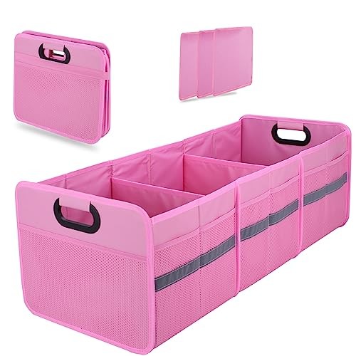 Large Collapsible Trunk Organizer with Multi 3 Compartments-Large Pink