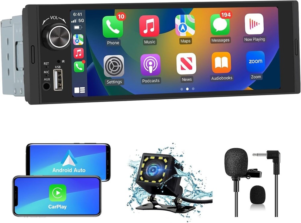CarPlay & Android Auto Single Din Car Stereo