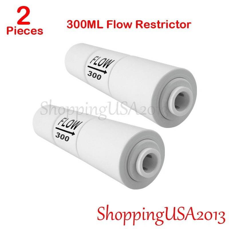 2 Pcs 300cc Flow Restrictor Push In Quick Connect Unter Sink RO Water Filter