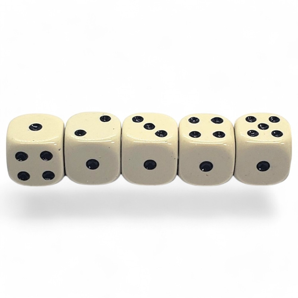 16mm Dot Dice Ivory + Pouch + Genuine Leather Compact Dice Cup Black Red