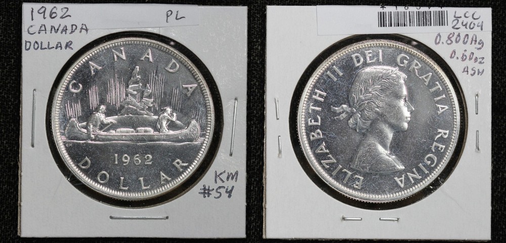 1962 Canada Silver Dollar Proof-Like 4O9L