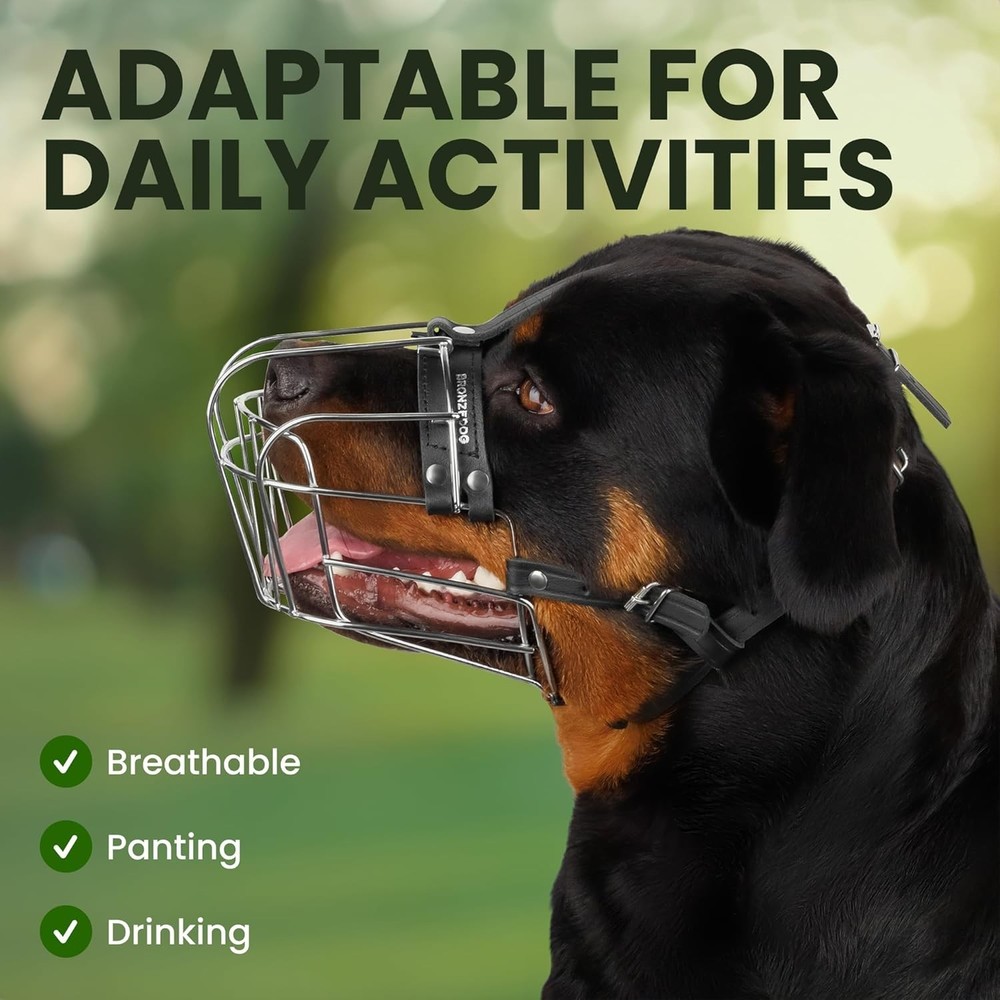 Adjustable Wire Basket Dog Muzzle for Large Breeds - Rottweiler Safe