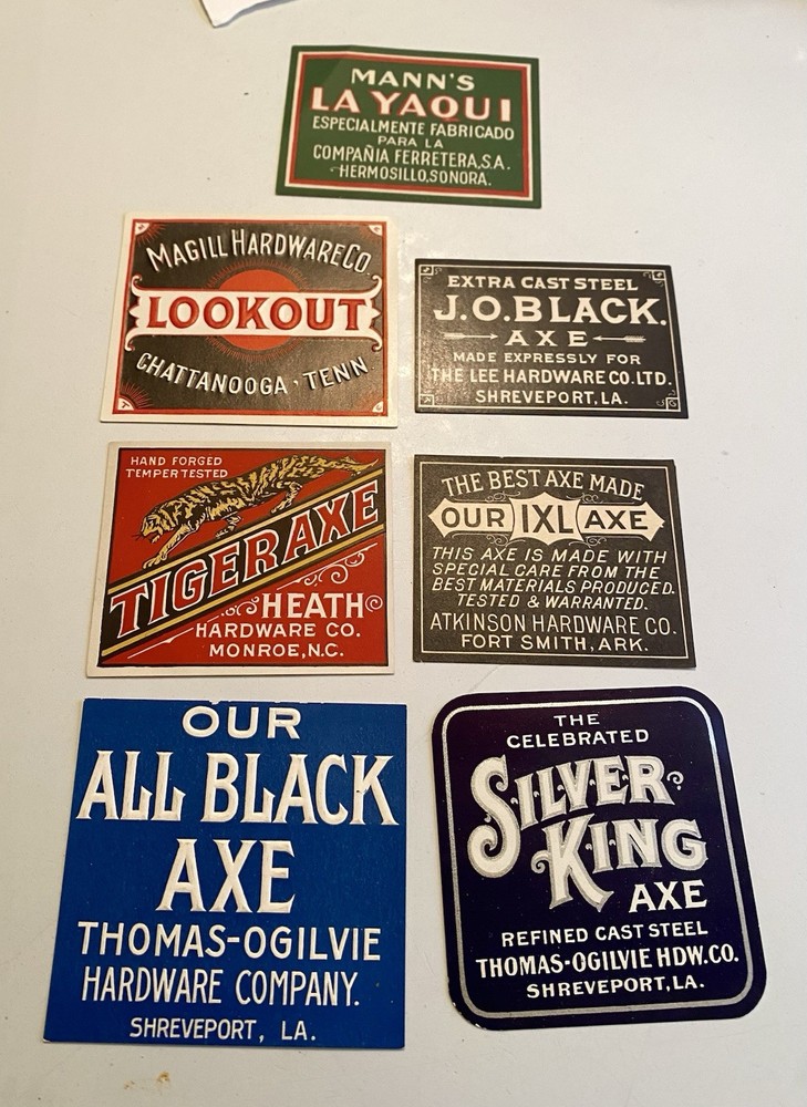 NOS Mann Edge Tool Company Axe Labels Early 1900s