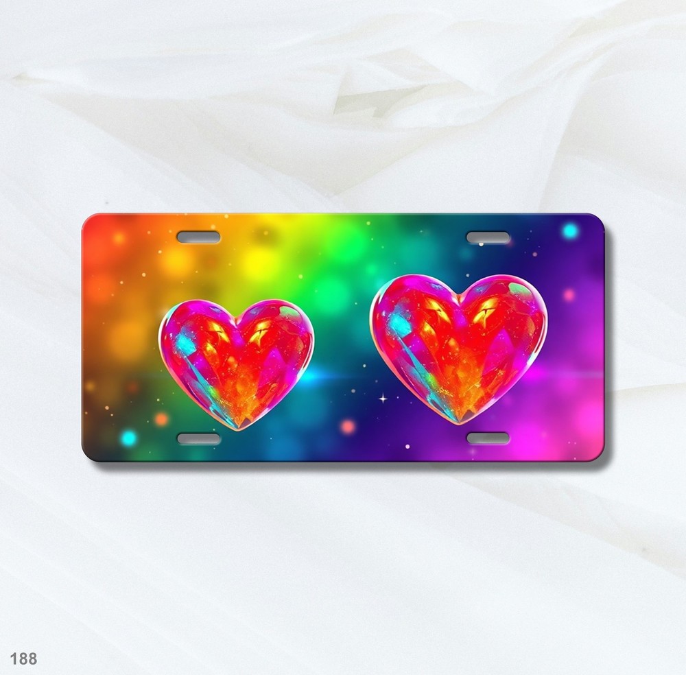 Premium Hearts License Plate Customizable Front Bumper Plate Birthday Gift