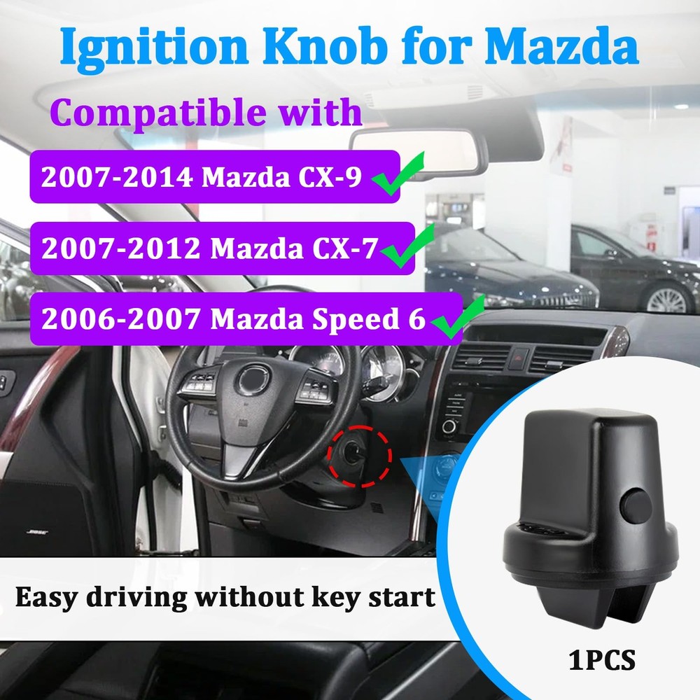 Ignition Key Knob Push Turn Switch for Mazda, Parts Compatible with 2006-2012...
