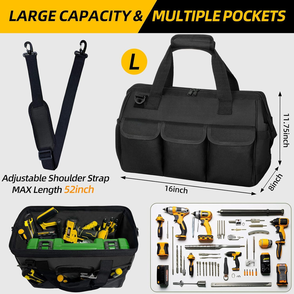 Tool Bag, Portable Tool Box Organizer Adjustable Shoulder Strap, Carry Tool Tote