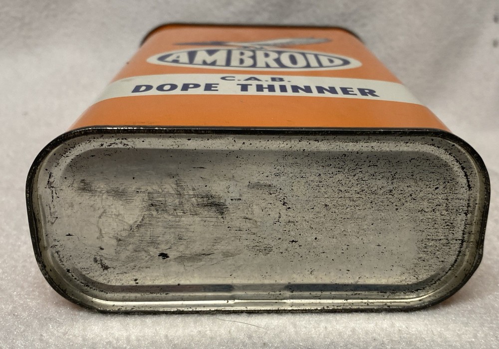 Vintage AMBROID C.A.B. DOPE THINNER Metal Can Airplane Tether Car Engine