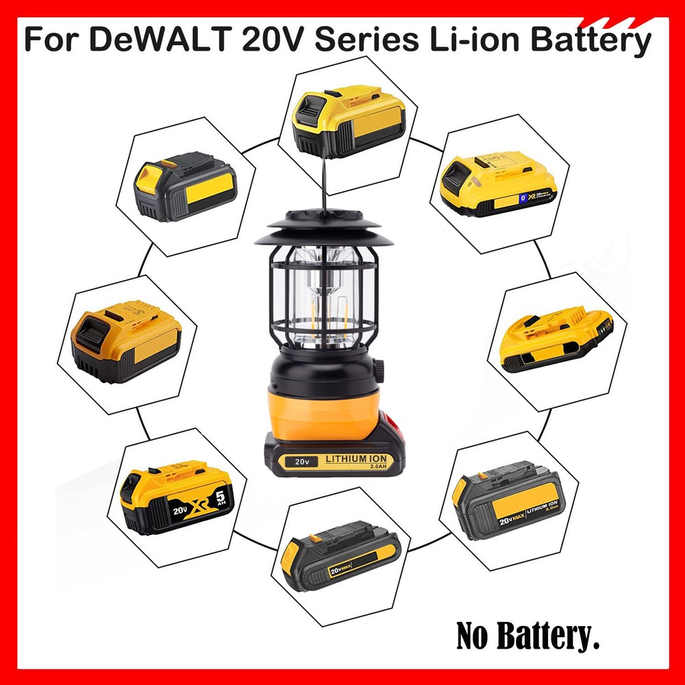 Portable LED Work Light w/Bluetooth Speaker For Dewalt 20V Camping Lantern US