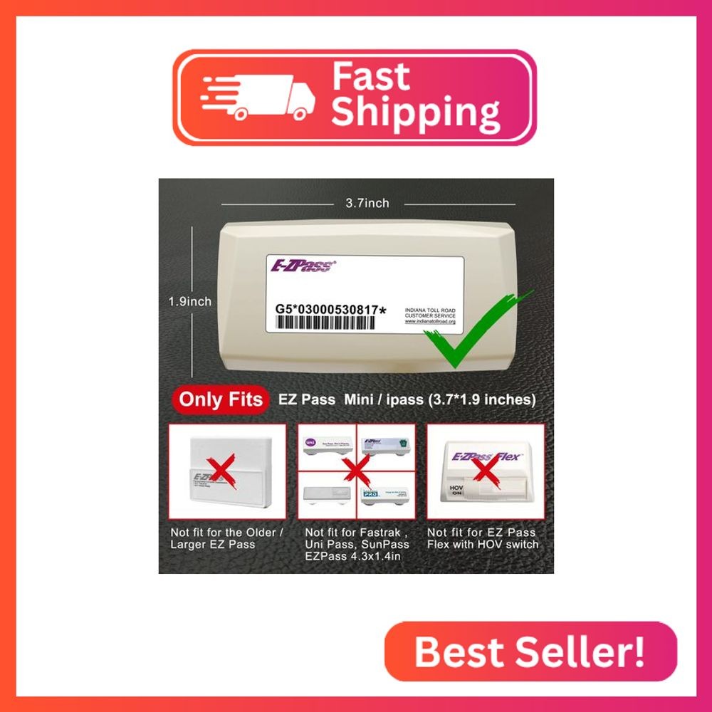 FLLIK EZ Pass Holder for Windshield. Ezpass Holders with Super Strong Suction Cu