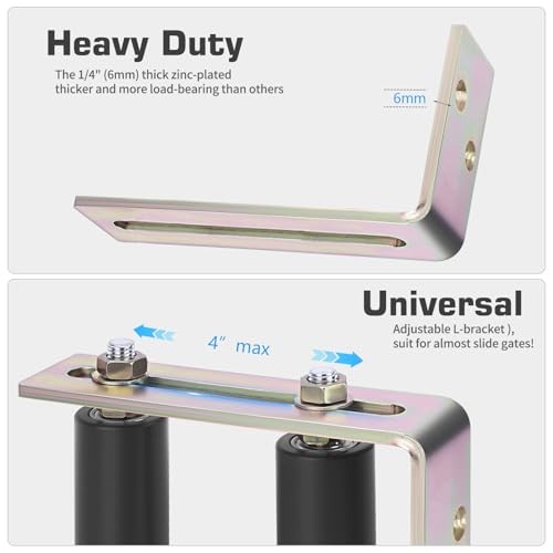 Universal Heavy Duty Slide Gate Guide Roller, 6" Nylon Rollers with 1 Pack