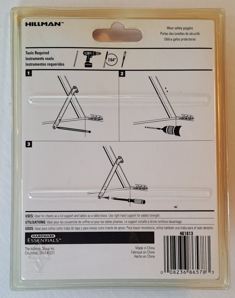 Hillman Hardware Essentials 851580 Folding Support Left Side Brass Finish