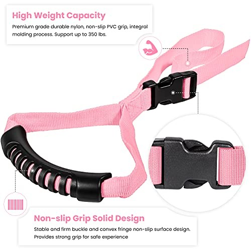 Auto Cane Grab Aid - Adjustable Standing Aid Safety Handle 2 Pack Pink
