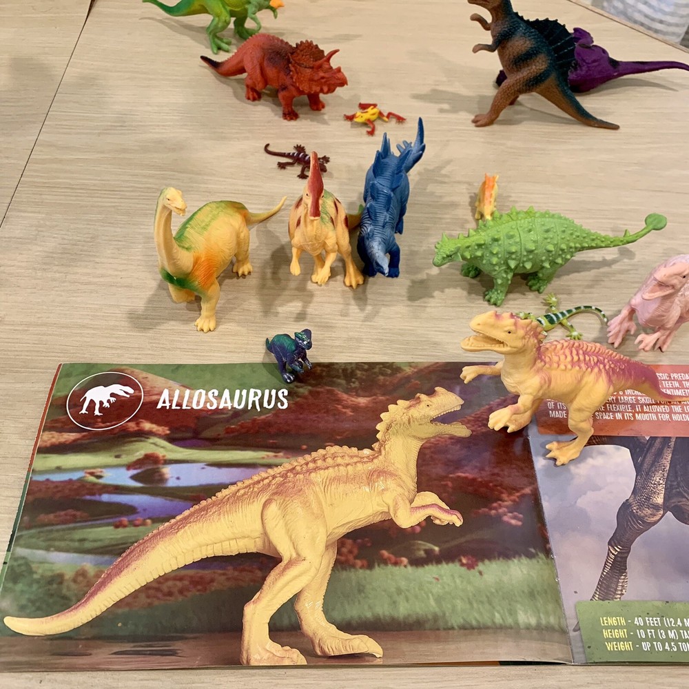 11 Dinosaur Toy Figures Prextex Educational Dinosaur Book & Plastic Storage Case