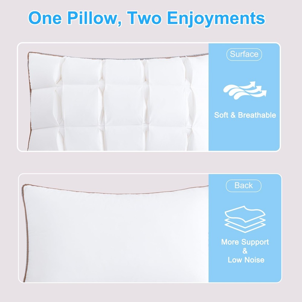 Soft Pillow Queen for Sleeping, Super Soft Support Down Alternative Pillow, 1...