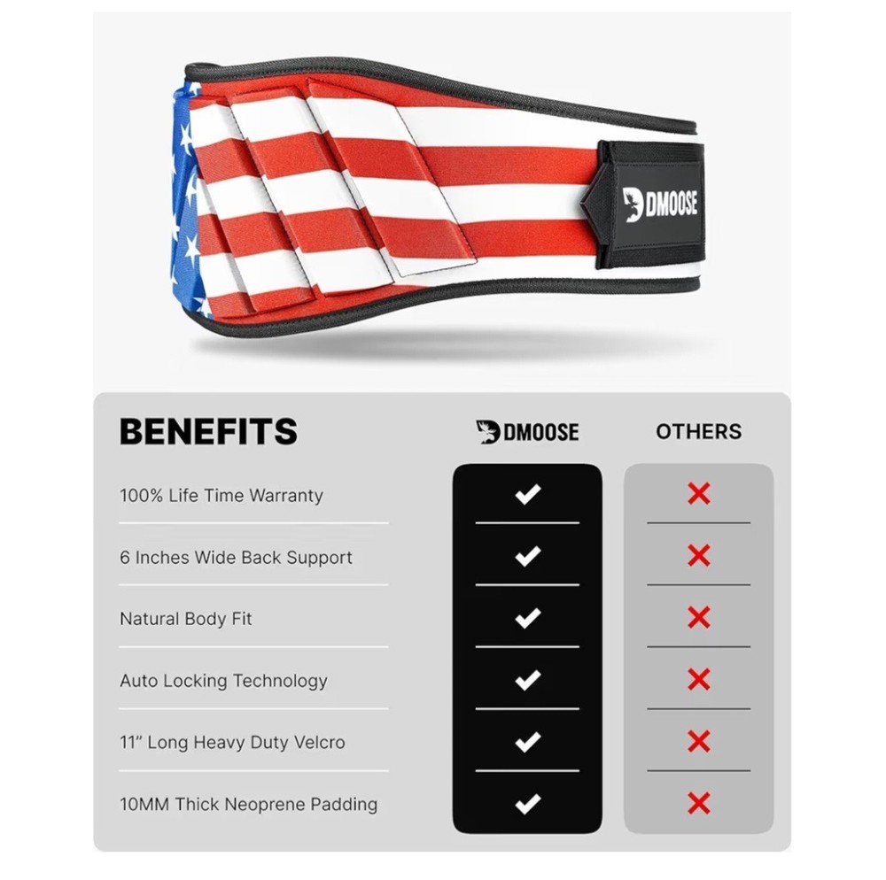 DMoose Weight Lifting Belt, Comfortable Lumbar & Back Support Size Large