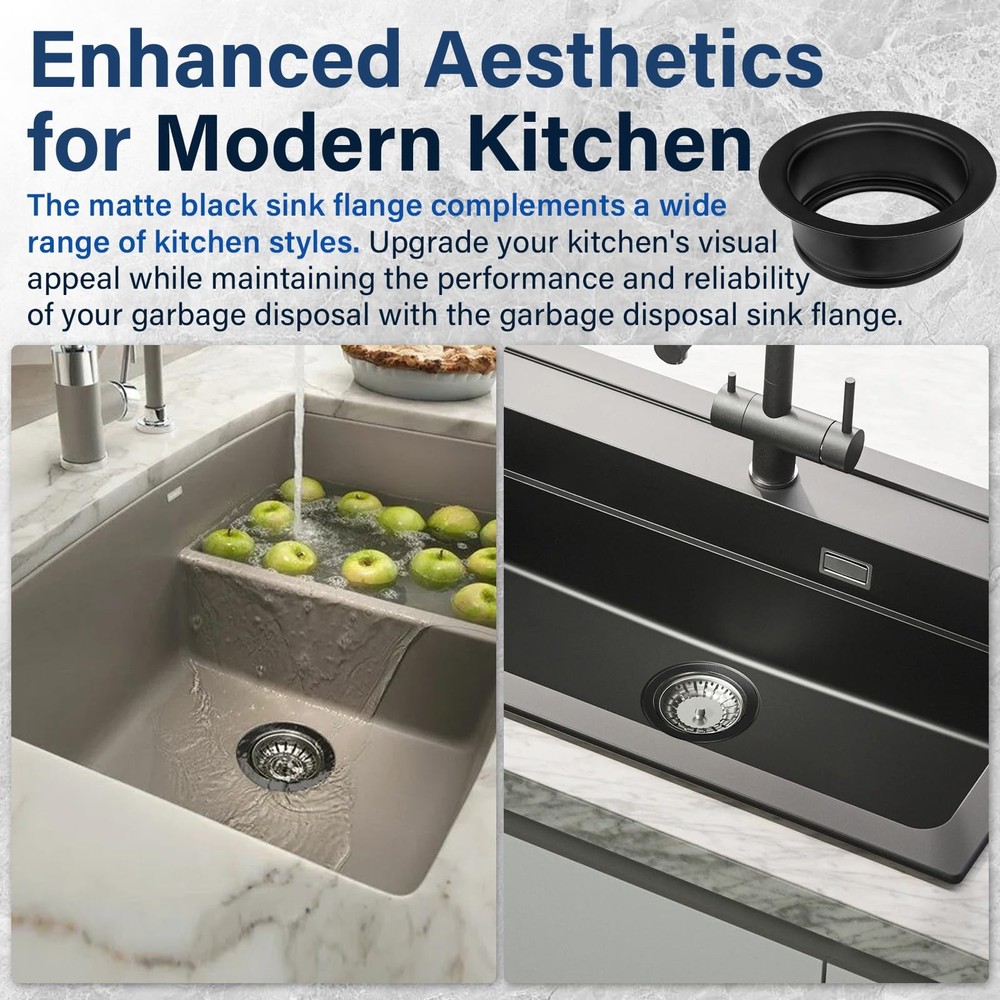 Garbage Disposal Sink Flange for In-sinkerator - Matte Black Kitchen Assembly...