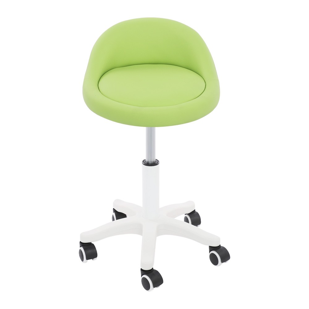 Adjustable Beauty Salon Chair Rolling Stool, Rolling Stool w/ Low Backrest Green