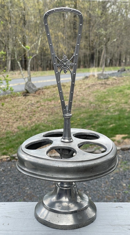 Antique Victorian Silverplate Caster Lazy Susan Decor 19th C.