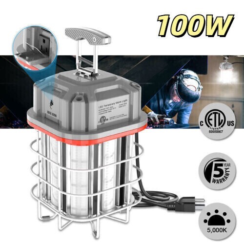 100W Linkable LED Temporary Work Light Construction Jobsite Hanging Lamp 5000K