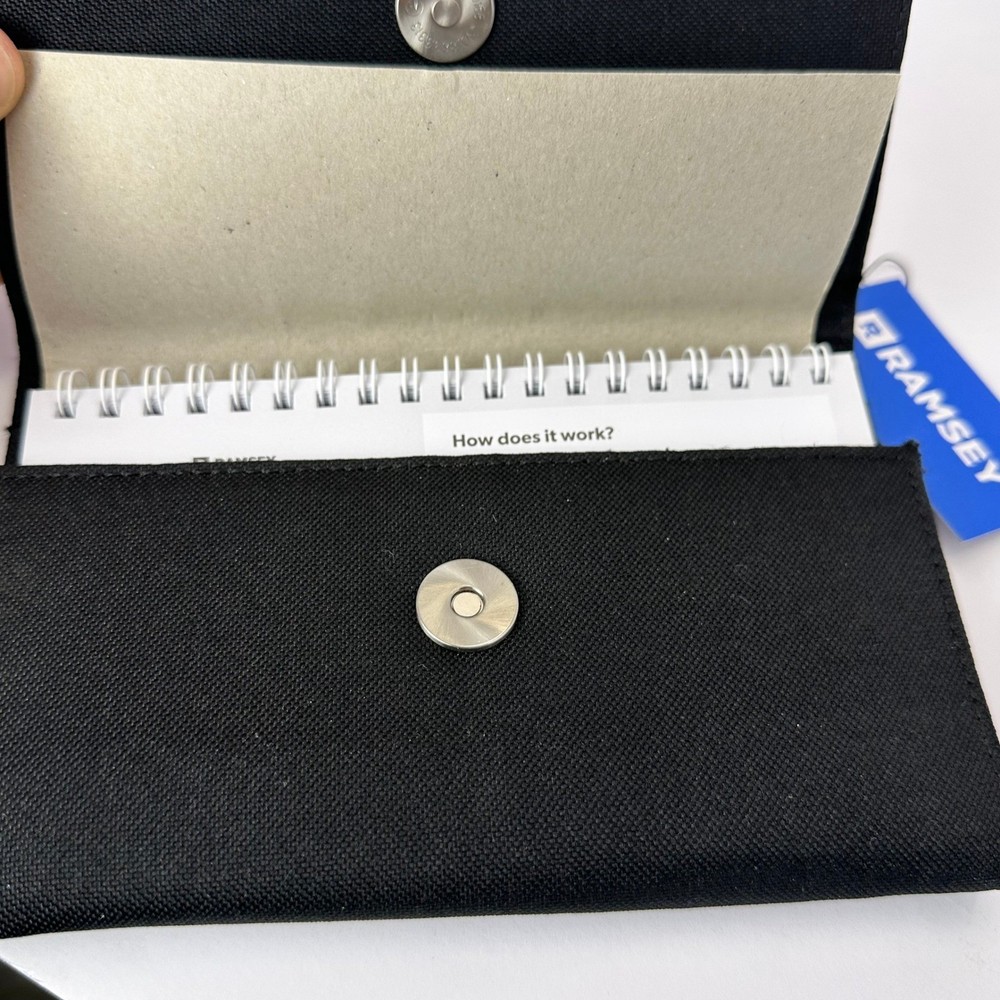 Ramsey Solutions Envelope System Black Canvas Budget Wallet Organizer with Pen