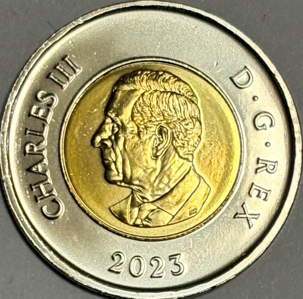 ERROR! 2023 Canada $2 Dollar Toonie! LARGE STRIKE THROUGH ERROR! UNCIRCULATED!