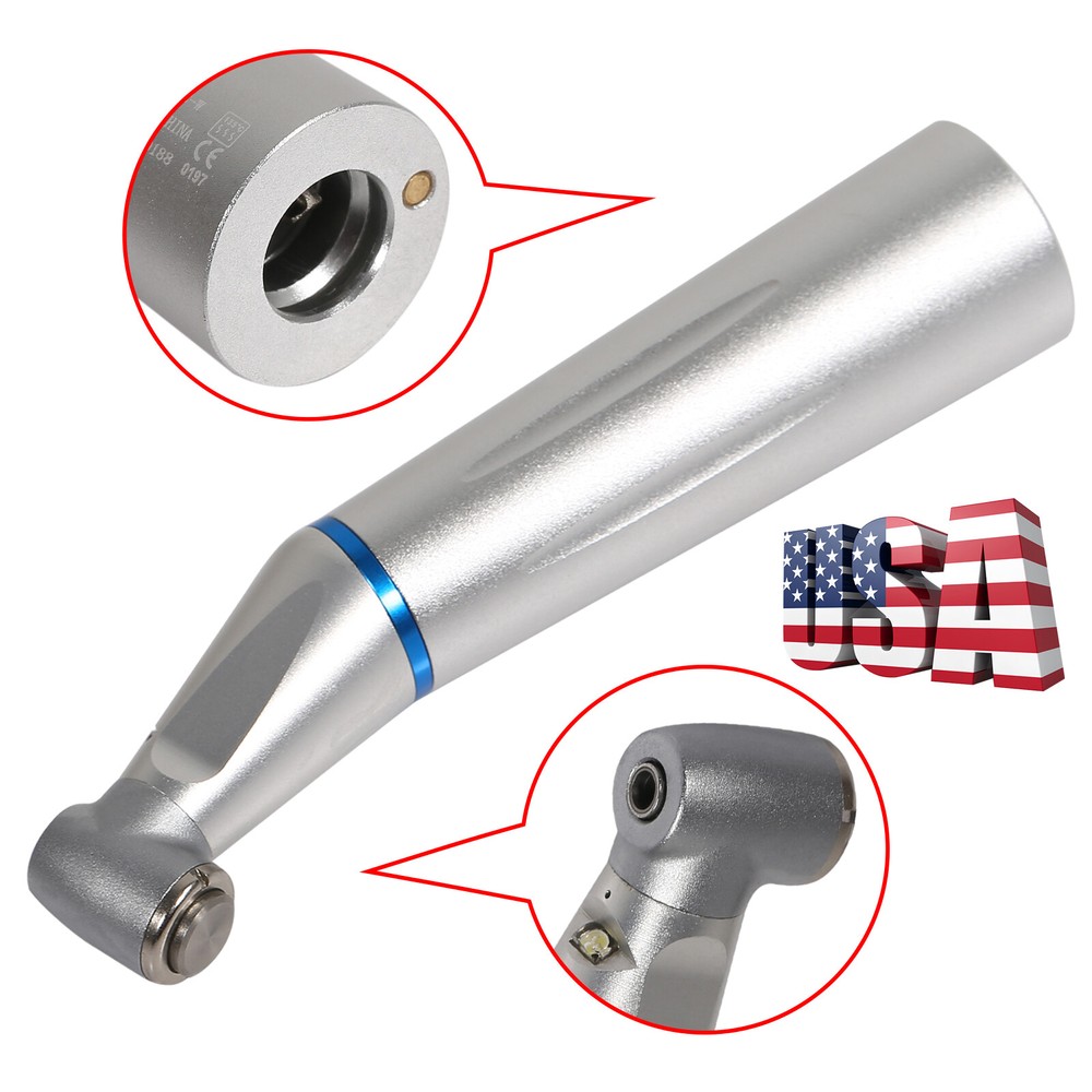 USA Dental Inner LED E-generator Low Speed Contra Angle Handpiece Push Button YH