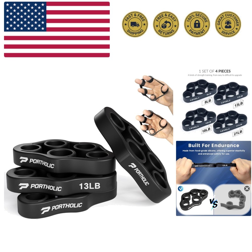 Durable Hand Exerciser for Strength Training - 4 Pack Resistance Bands Included