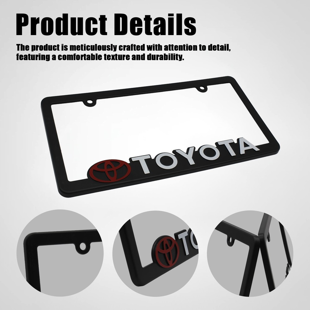 2pcs-Toyota-black license plate frame(Plastic) Practical