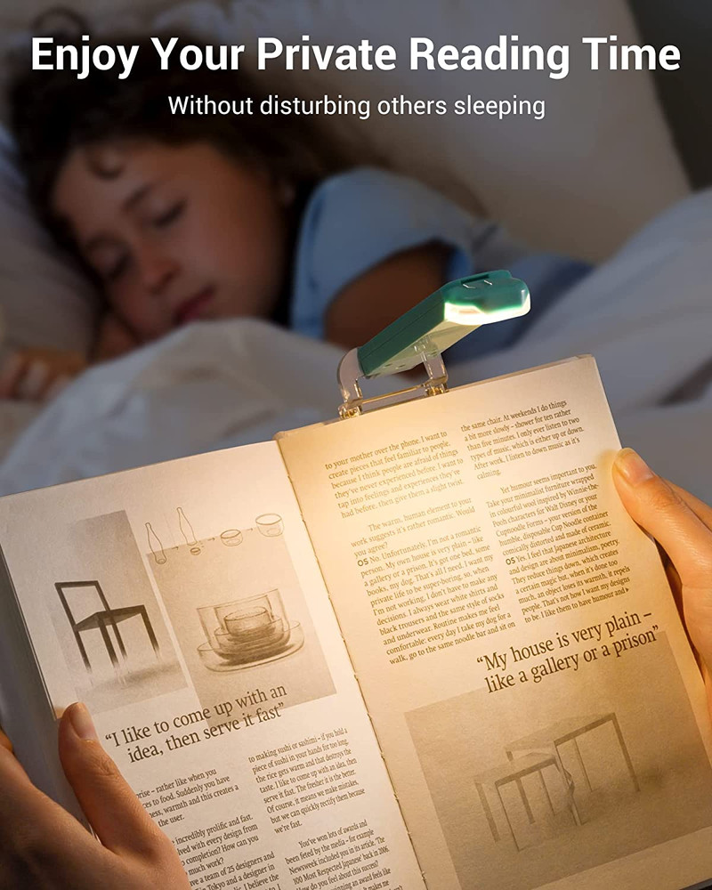 USB Rechargeable Book Light for Reading in Bed, LED Book Reading Lights with Cli